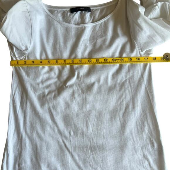 Hallhuber Women's 100% Cotton Causal Bubble Sleeve White Top Size Large - Picture 6 of 8